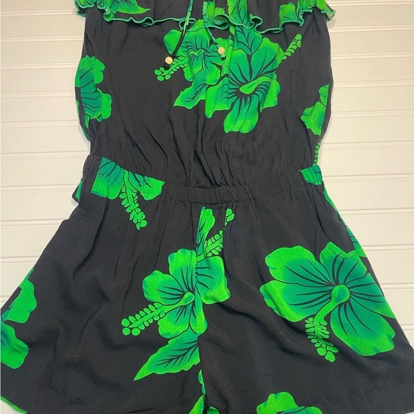 FAVANT Hibiscus Strapless Ruffle Shorts Romper Floral Size XL - Picture 2 of 6
